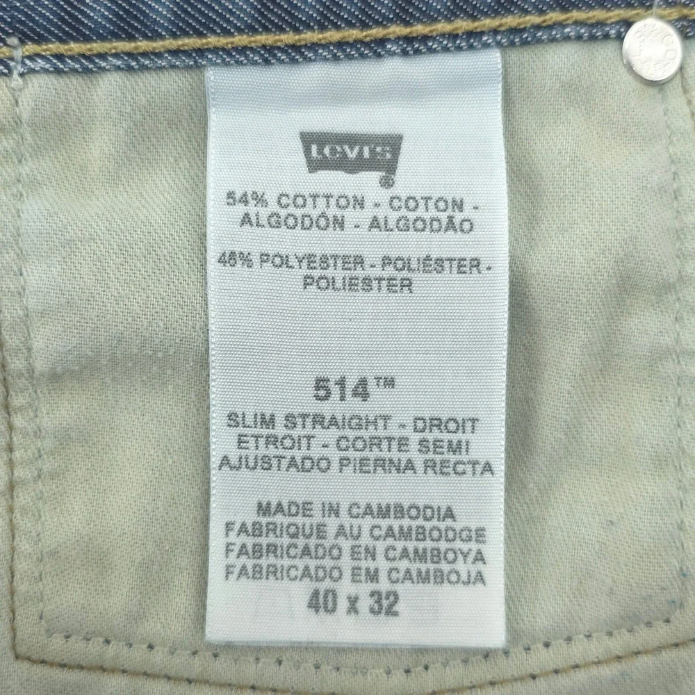 Levi's‎ Mens Jeans 514 Slim Straight 40x32 Blue Flap Pocket Denim